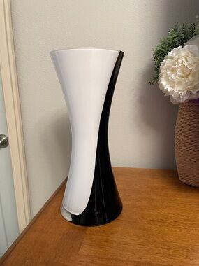 MCM Black & White Royal Limited Tall Glass Vase Hand Crafted